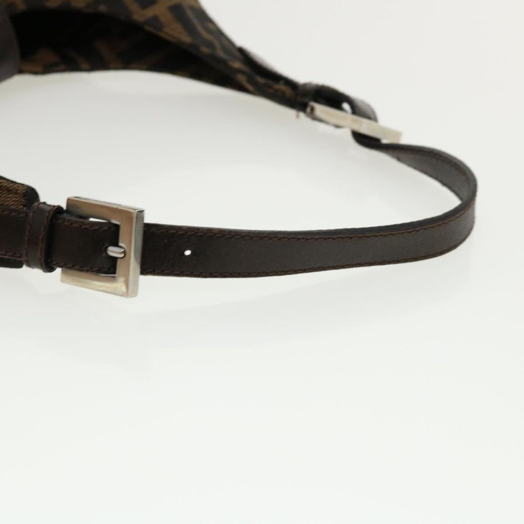 FENDI Mamma Baguette Zucca Canvas Shoulder Bag Brown tb146