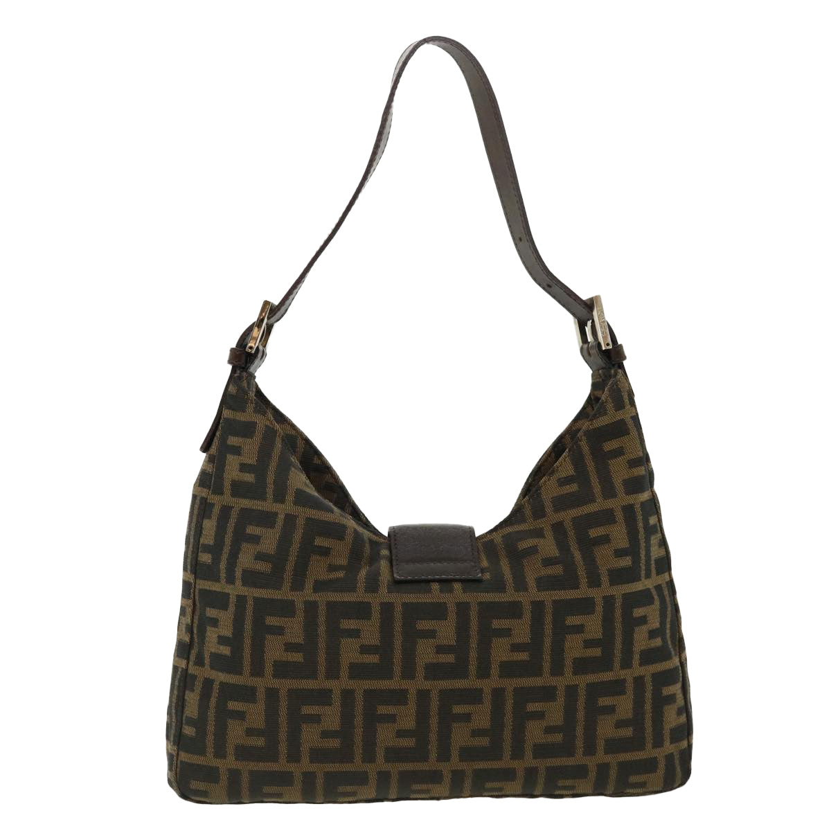 FENDI Mamma Baguette Zucca Canvas Shoulder Bag Brown tb147