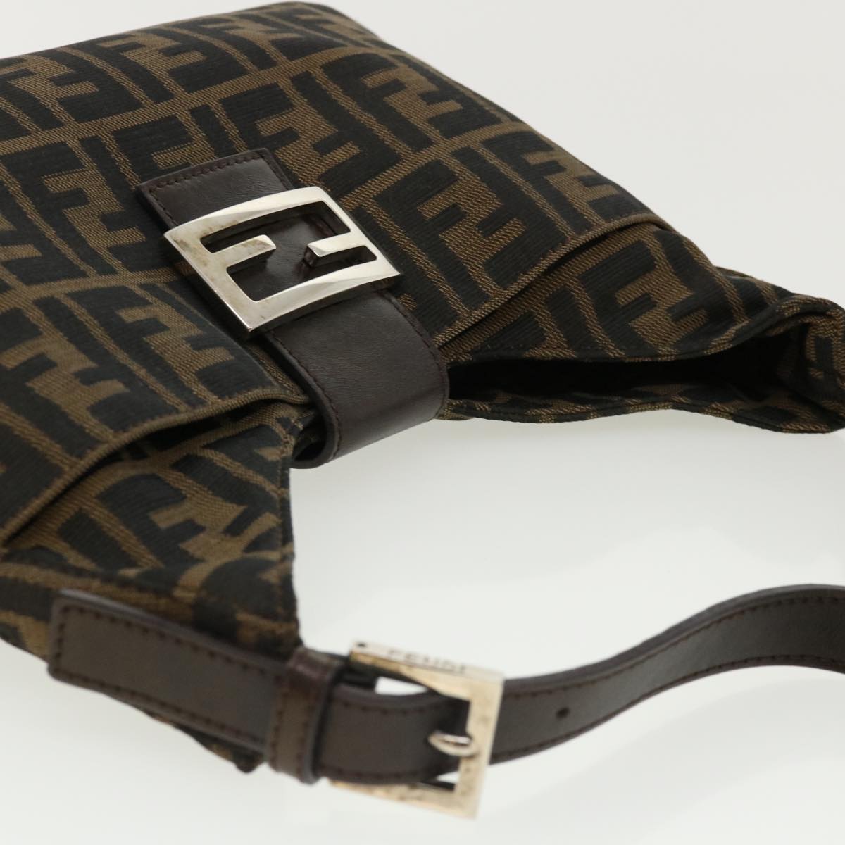 FENDI Mamma Baguette Zucca Canvas Shoulder Bag Brown tb147