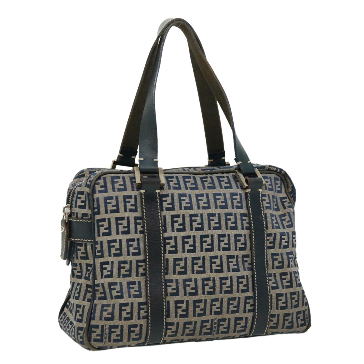 FENDI Zucchino Canvas Hand Bag Navy tb255