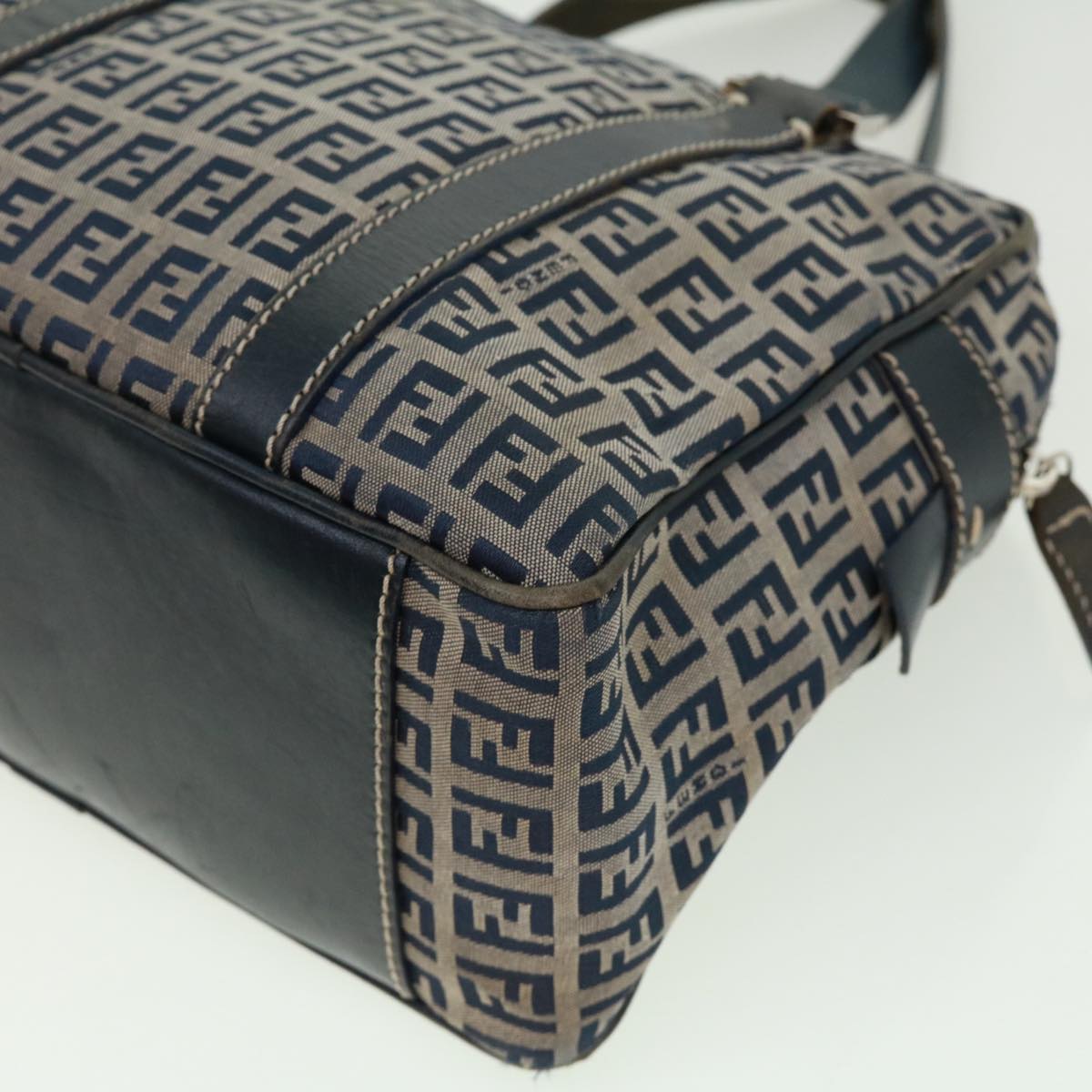 FENDI Zucchino Canvas Hand Bag Navy tb255