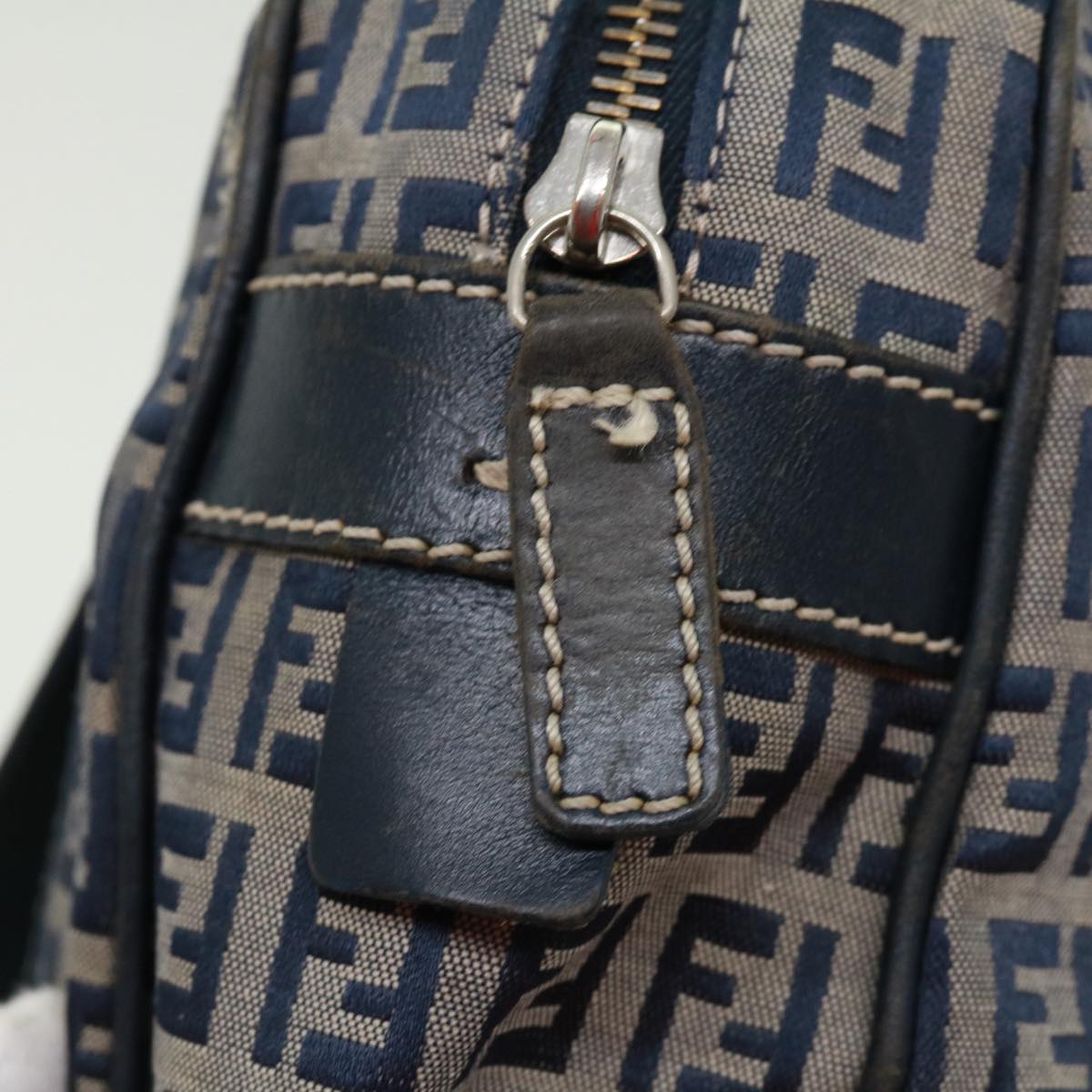 FENDI Zucchino Canvas Hand Bag Navy tb255