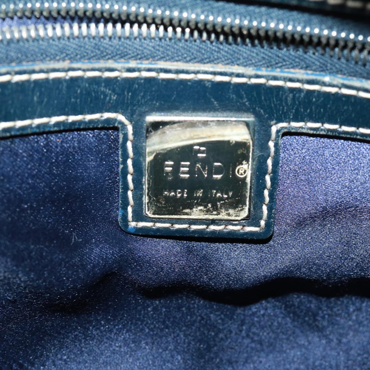 FENDI Zucchino Canvas Hand Bag Navy tb255
