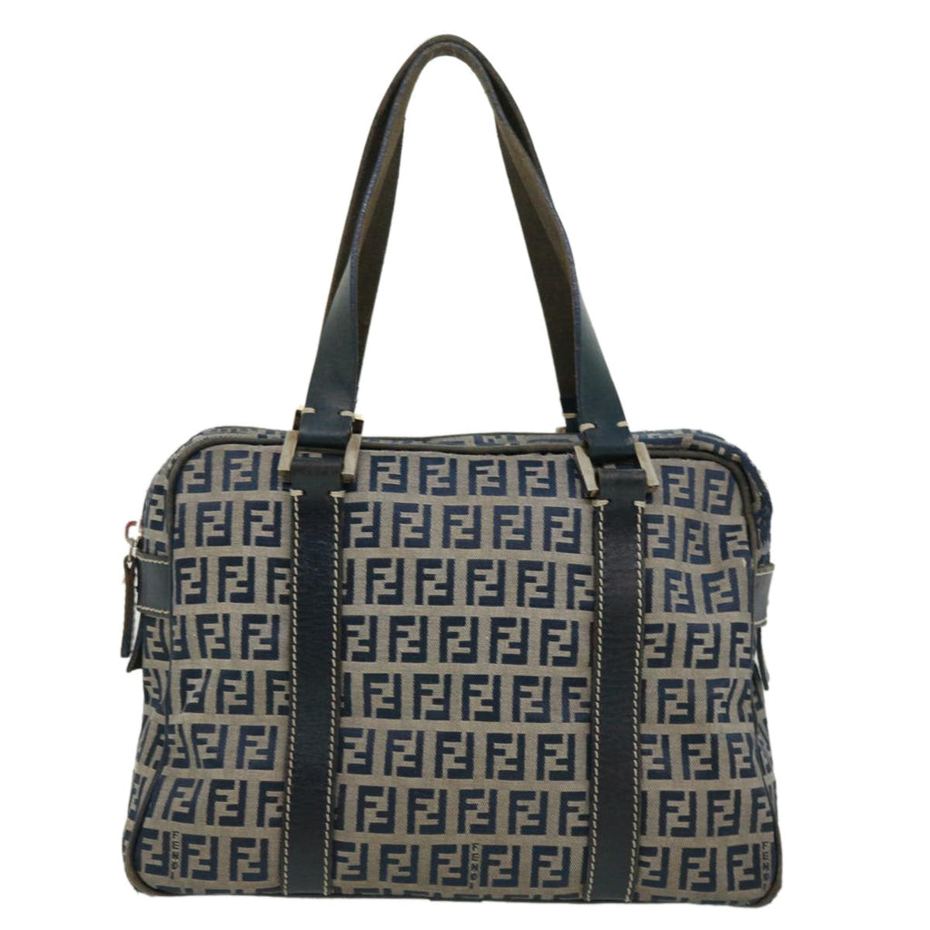 FENDI Zucchino Canvas Hand Bag Navy tb255