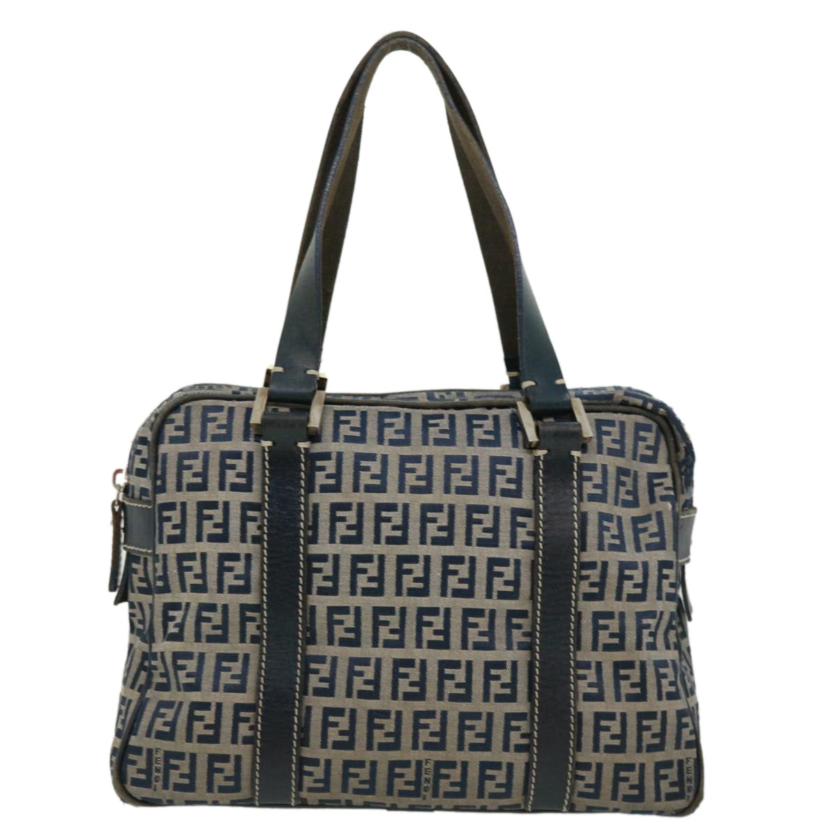 FENDI Zucchino Canvas Hand Bag Navy tb255