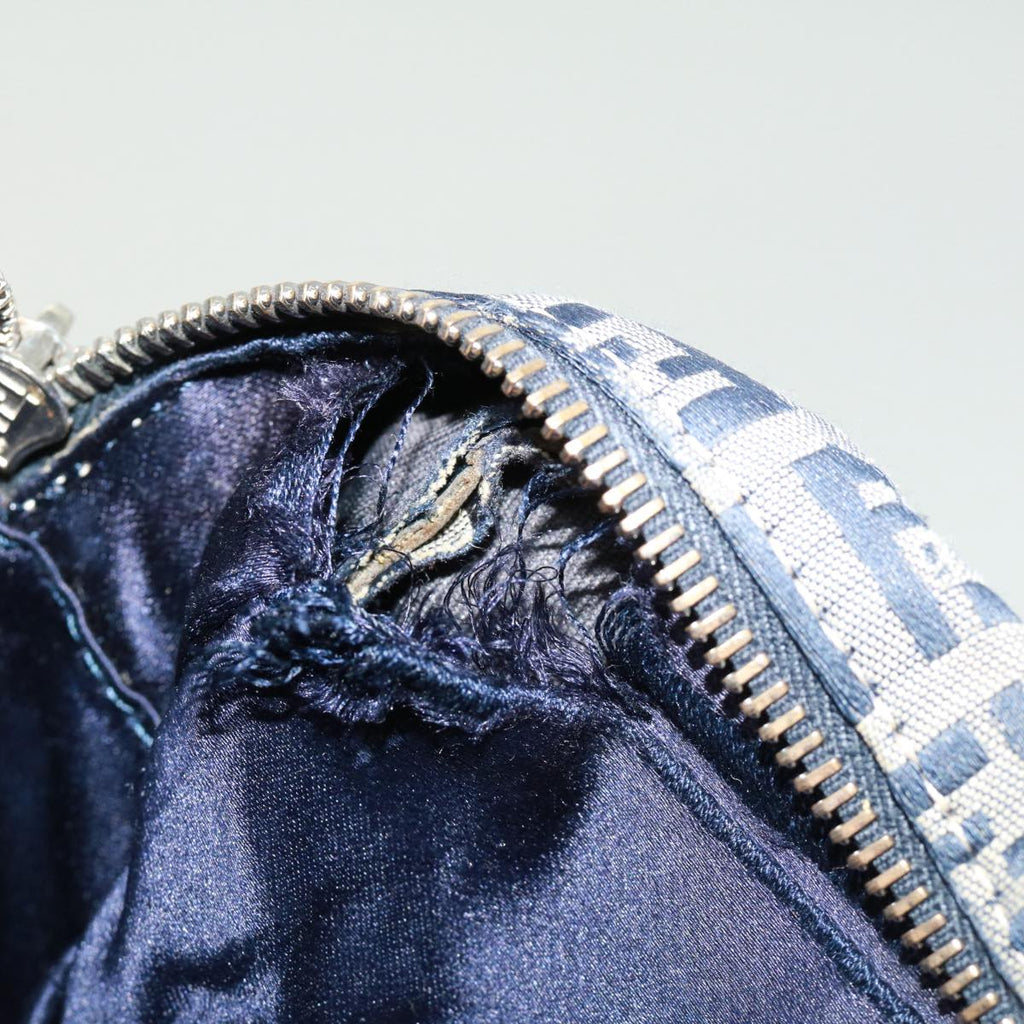 FENDI Zucchino Canvas Hand Bag Navy tb255
