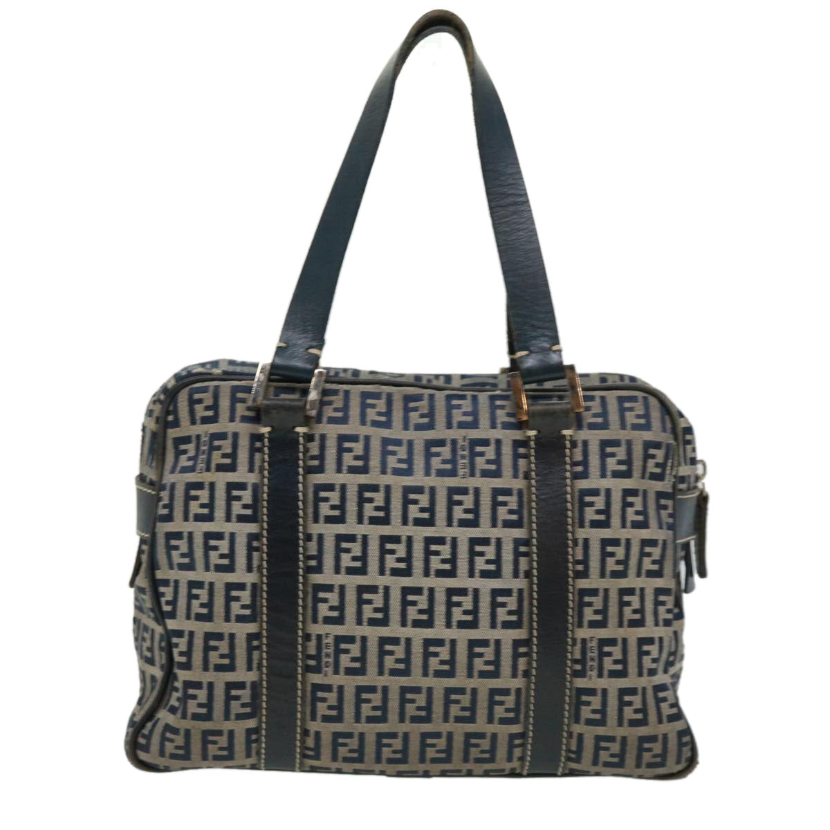 FENDI Zucchino Canvas Hand Bag Navy tb255