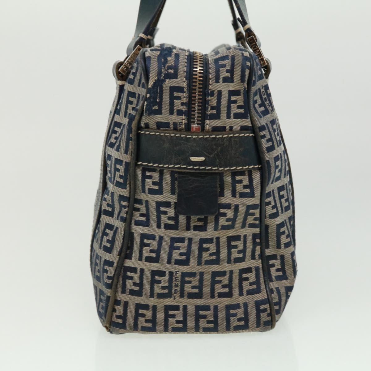 FENDI Zucchino Canvas Hand Bag Navy tb255