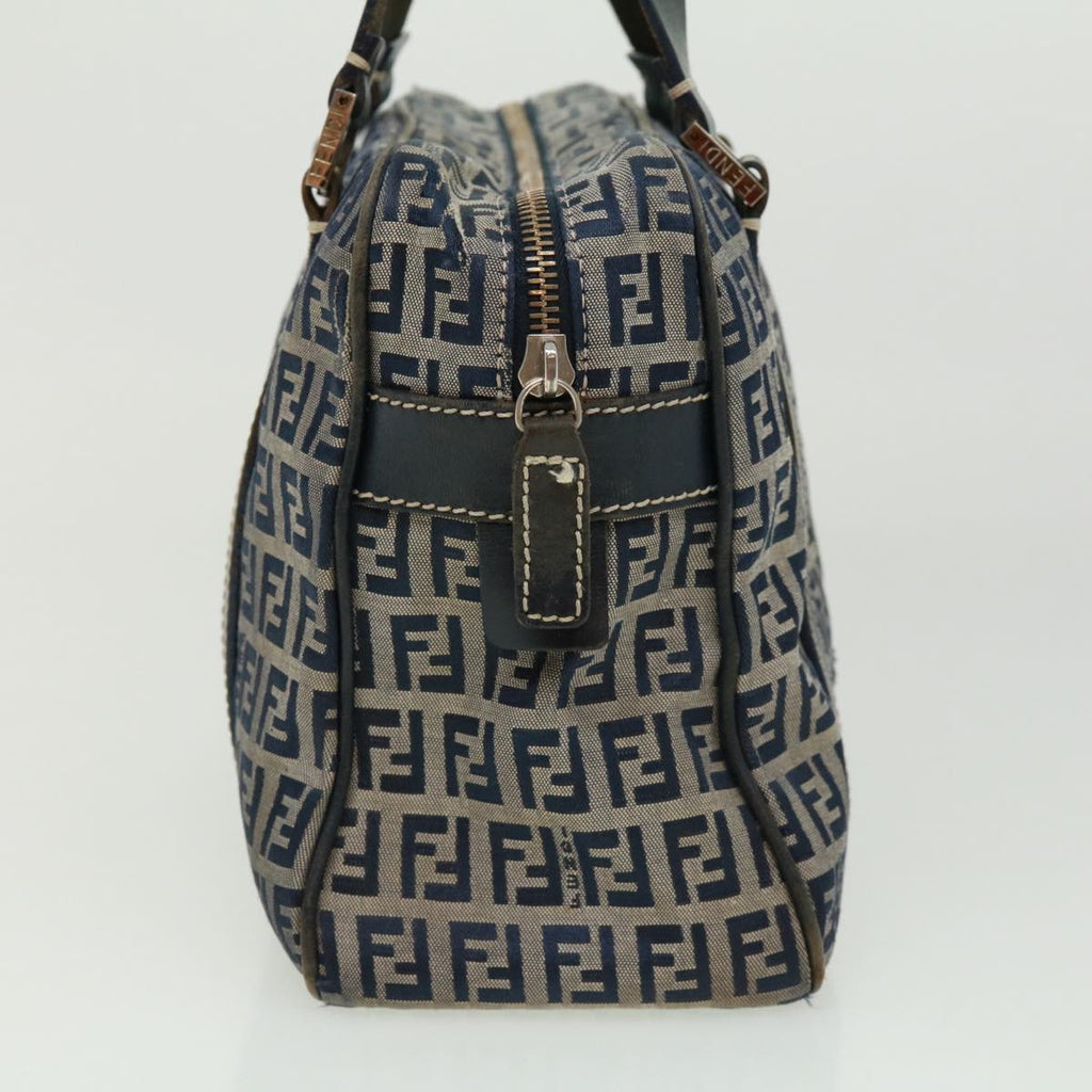 FENDI Zucchino Canvas Hand Bag Navy tb255