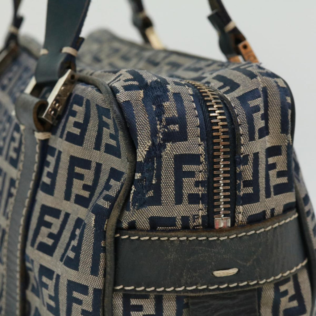 FENDI Zucchino Canvas Hand Bag Navy tb255