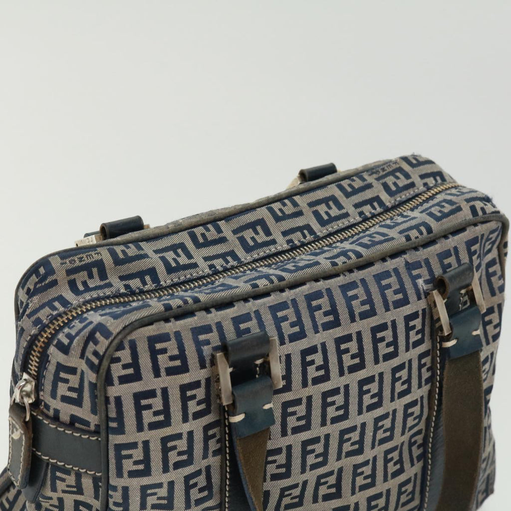 FENDI Zucchino Canvas Hand Bag Navy tb255