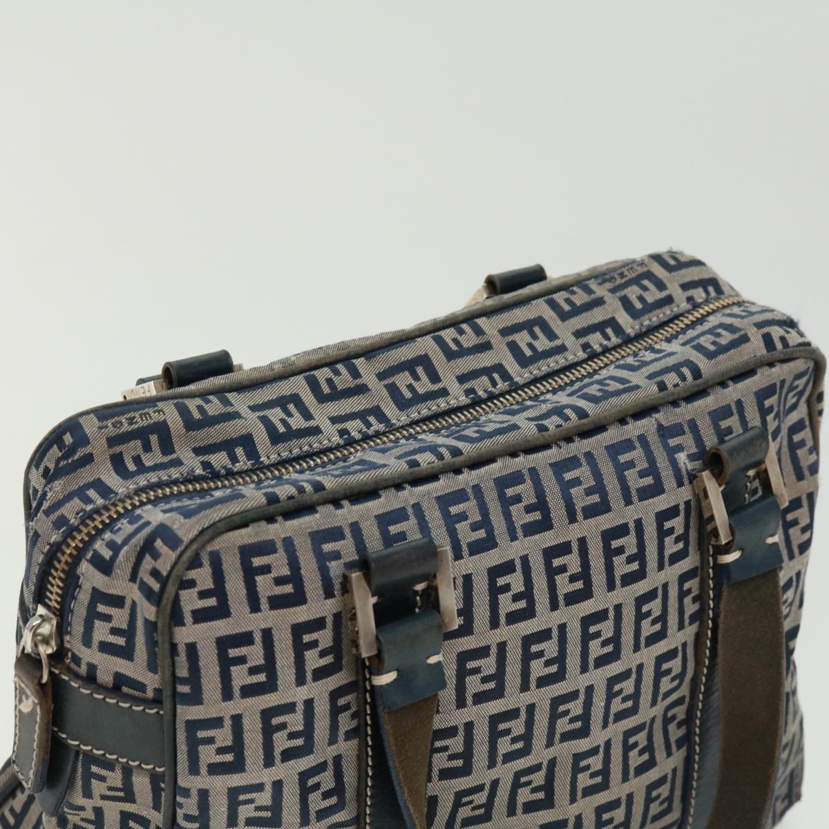 FENDI Zucchino Canvas Hand Bag Navy tb255