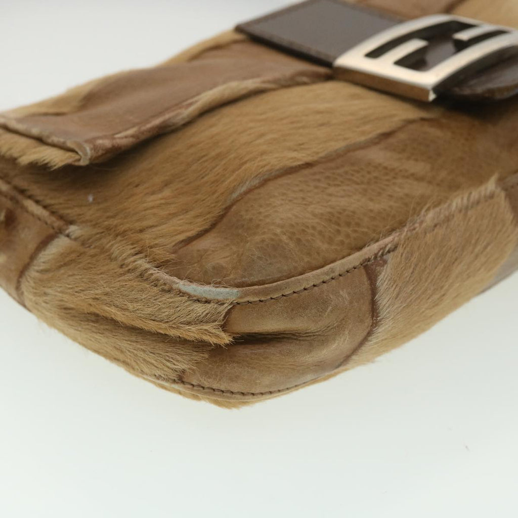 FENDI Mamma bucket Shoulder Bag Unborn Calf SkinLeather Brown tb419