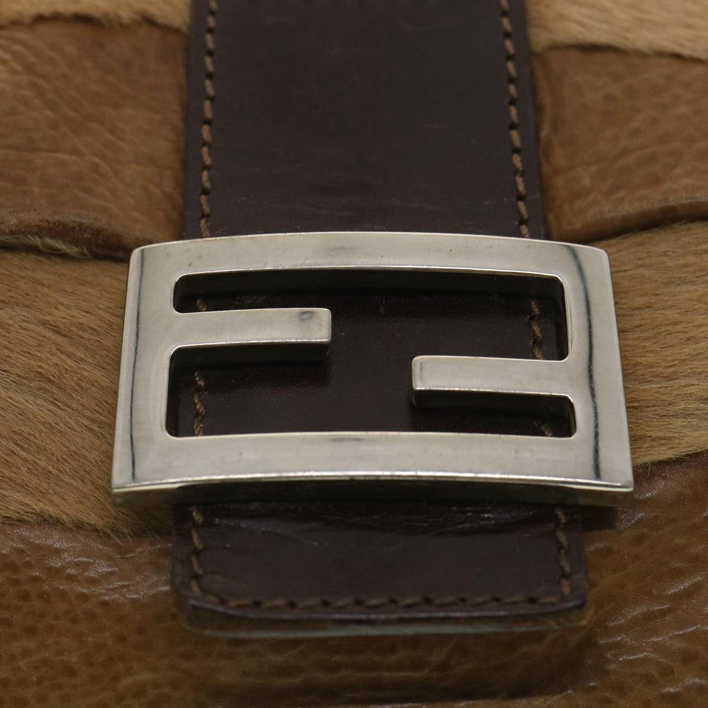 FENDI Mamma bucket Shoulder Bag Unborn Calf SkinLeather Brown tb419