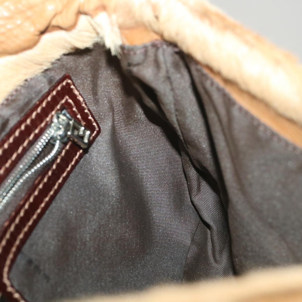 FENDI Mamma bucket Shoulder Bag Unborn Calf SkinLeather Brown tb419