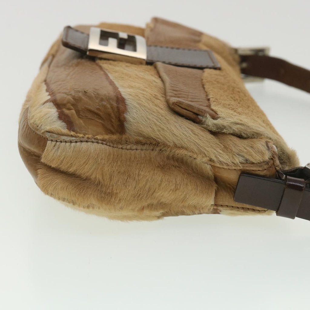 FENDI Mamma bucket Shoulder Bag Unborn Calf SkinLeather Brown tb419