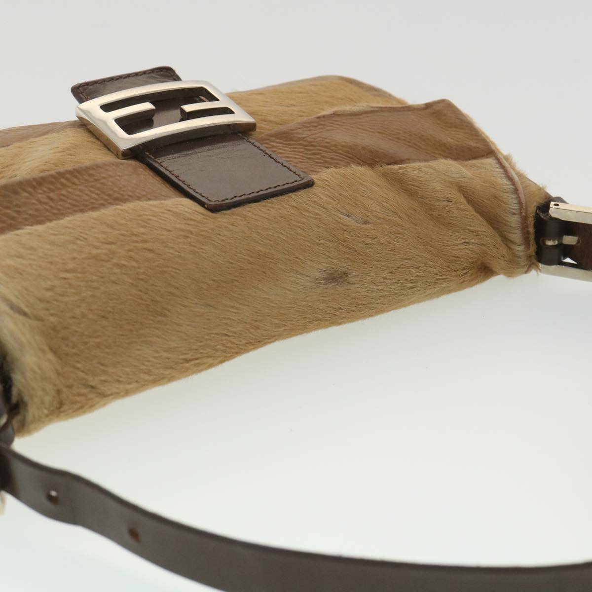 FENDI Mamma bucket Shoulder Bag Unborn Calf SkinLeather Brown tb419