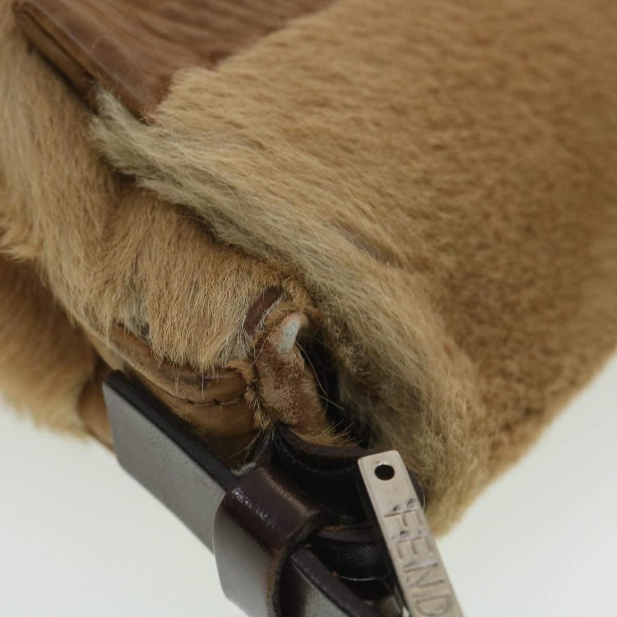 FENDI Mamma bucket Shoulder Bag Unborn Calf SkinLeather Brown tb419