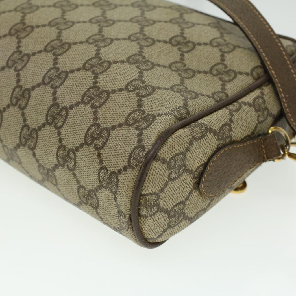 GUCCI Web Sherry Line GG Canvas Shoulder Bag PVC Leather Beige Green tb446