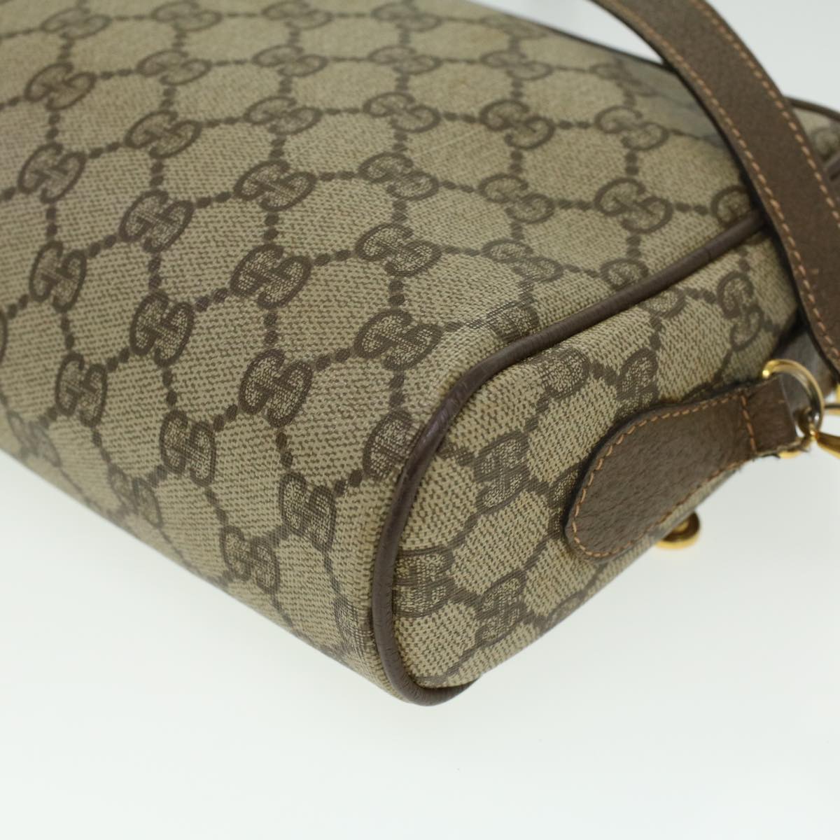 GUCCI Web Sherry Line GG Canvas Shoulder Bag PVC Leather Beige Green tb446