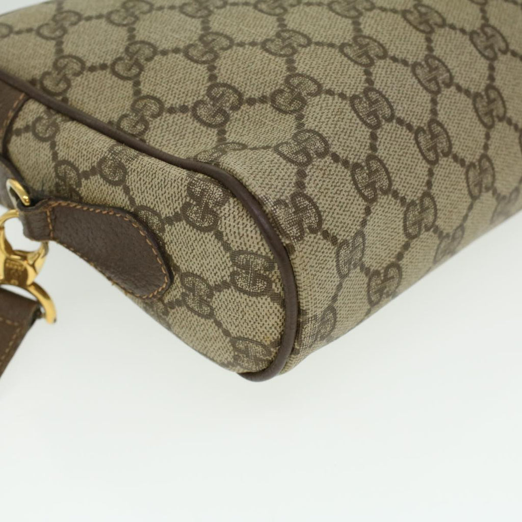 GUCCI Web Sherry Line GG Canvas Shoulder Bag PVC Leather Beige Green tb446