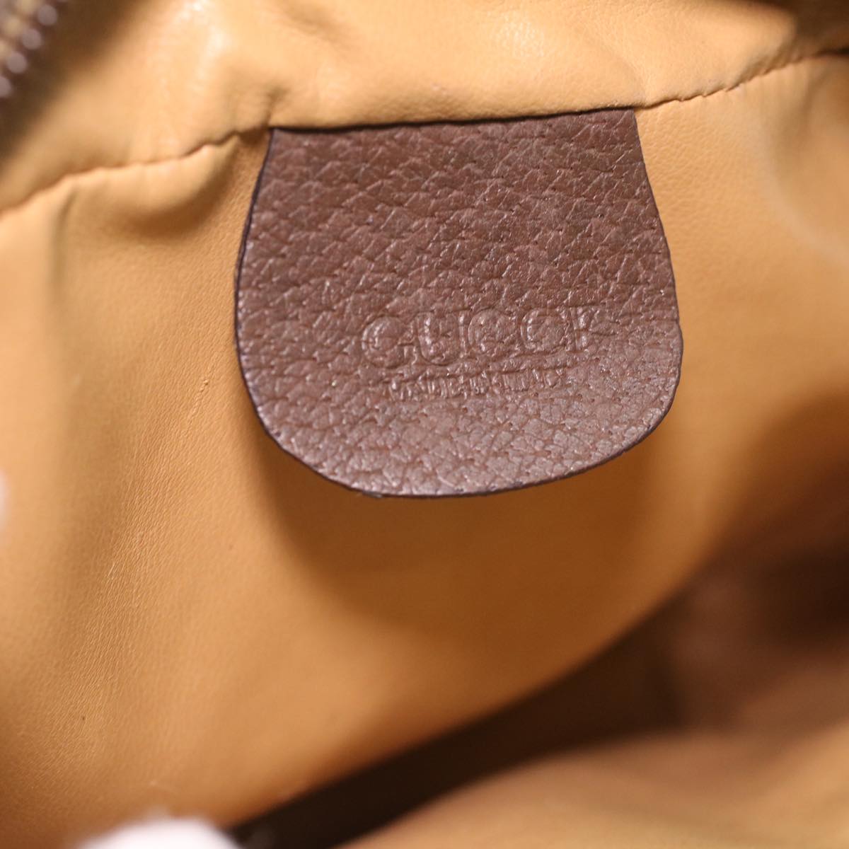 GUCCI Web Sherry Line GG Canvas Shoulder Bag PVC Leather Beige Green tb446
