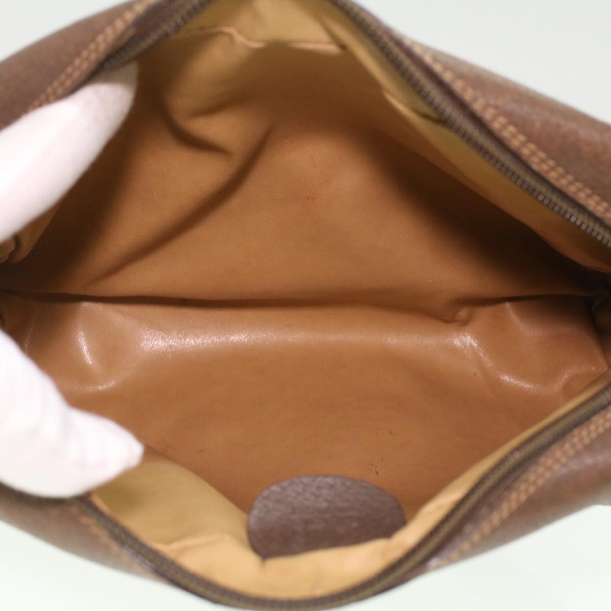 GUCCI Web Sherry Line GG Canvas Shoulder Bag PVC Leather Beige Green tb446