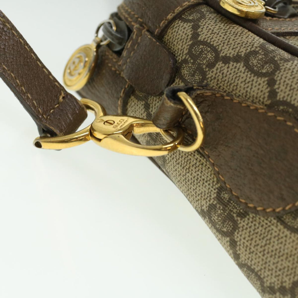 GUCCI Web Sherry Line GG Canvas Shoulder Bag PVC Leather Beige Green tb446