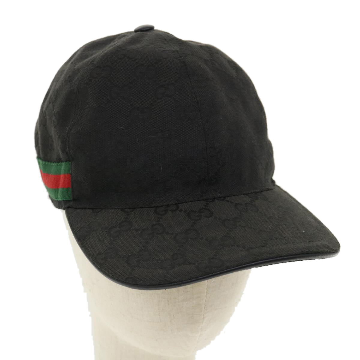 GUCCI GG Canvas Web Sherry Line Cap L Black Red Green 200035 tb476