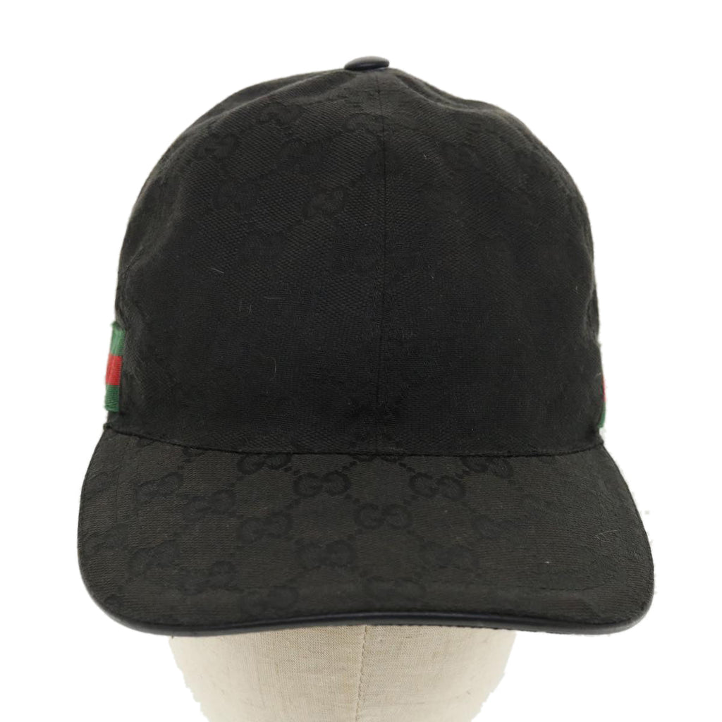 GUCCI GG Canvas Web Sherry Line Cap L Black Red Green 200035 tb476