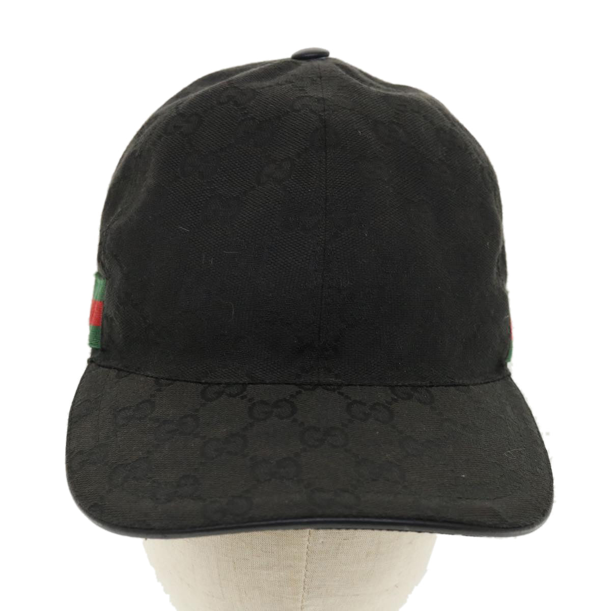 GUCCI GG Canvas Web Sherry Line Cap L Black Red Green 200035 tb476