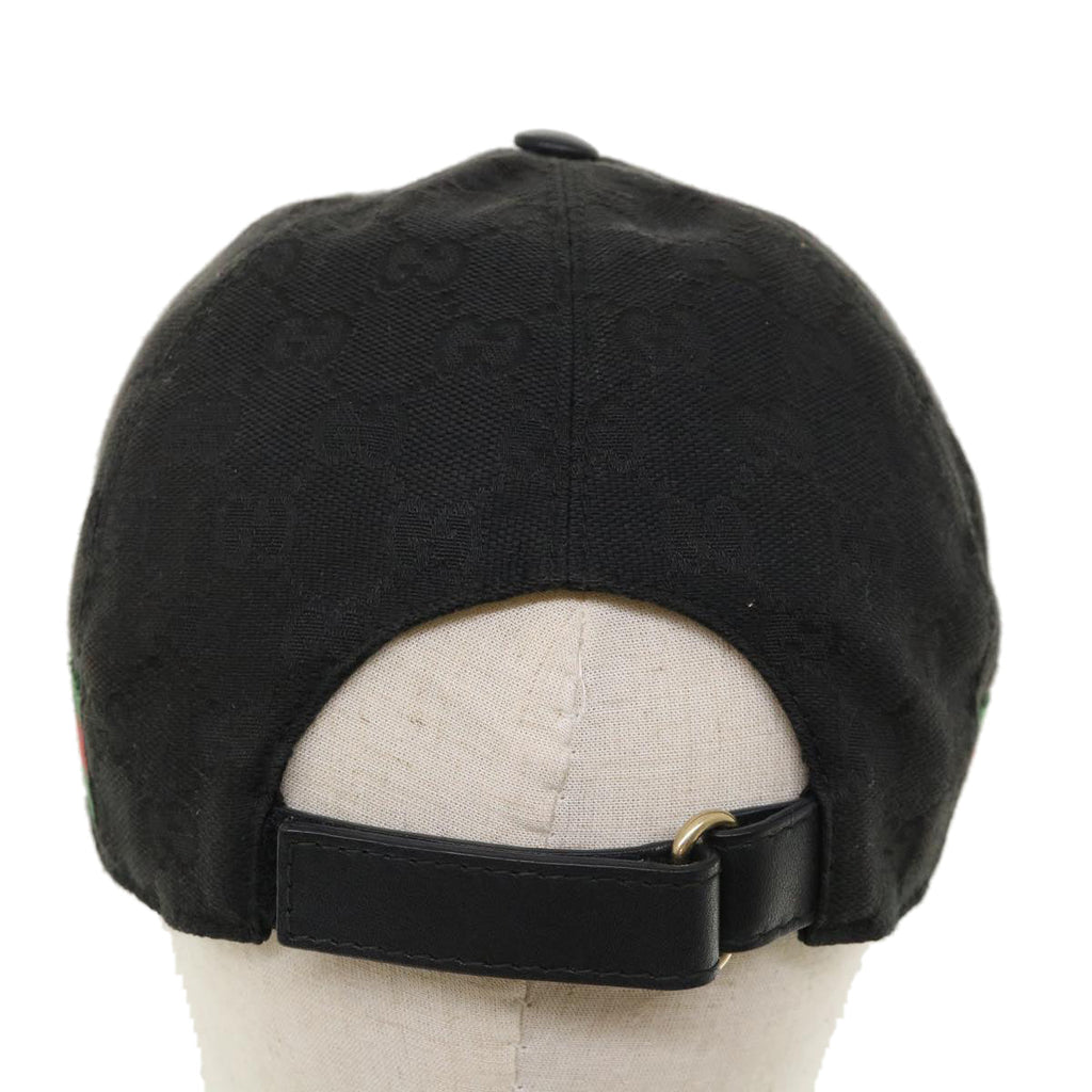 GUCCI GG Canvas Web Sherry Line Cap L Black Red Green 200035 tb476