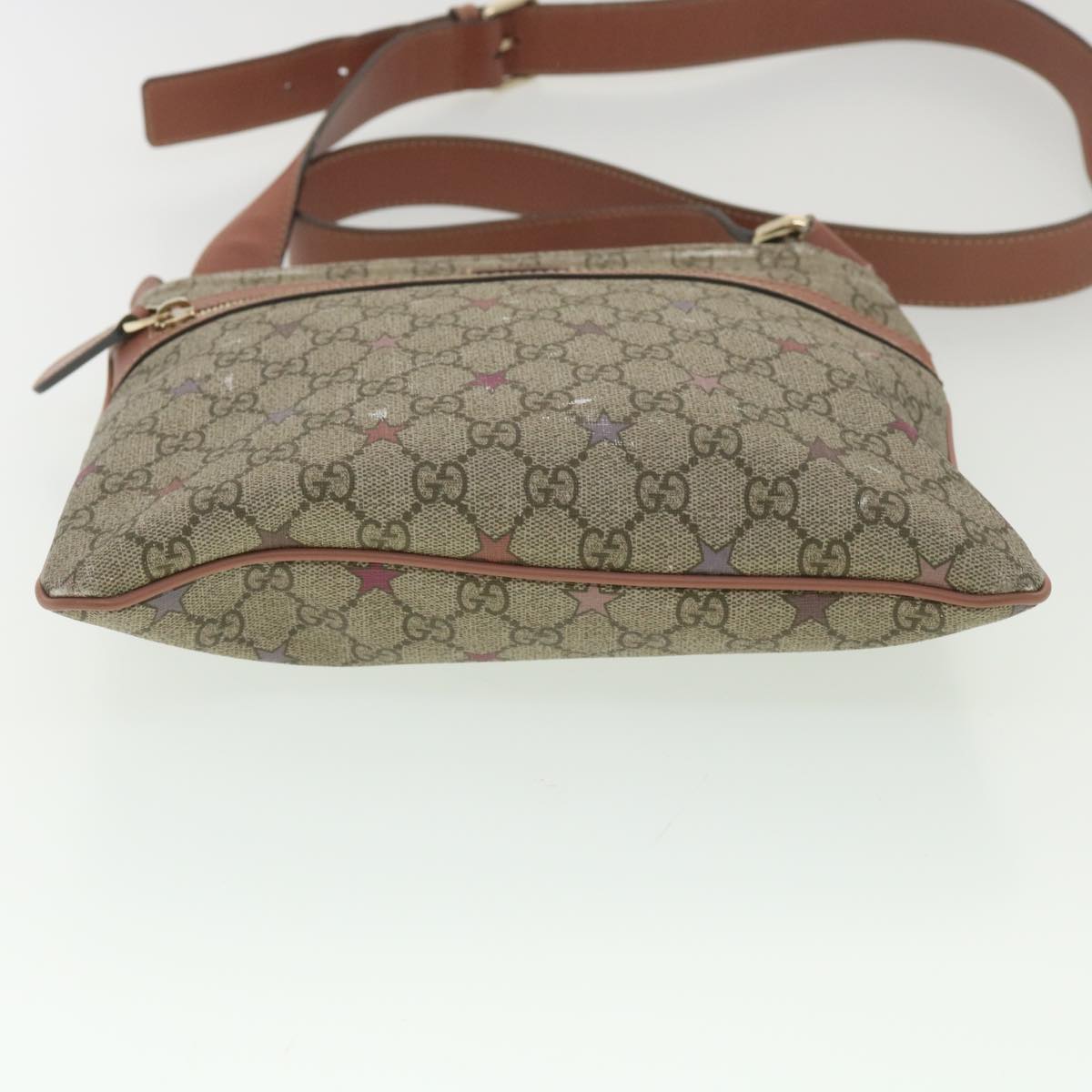 GUCCI GG Canvas Star Shoulder Bag PVC Leather Beige Pink 295257 tb525