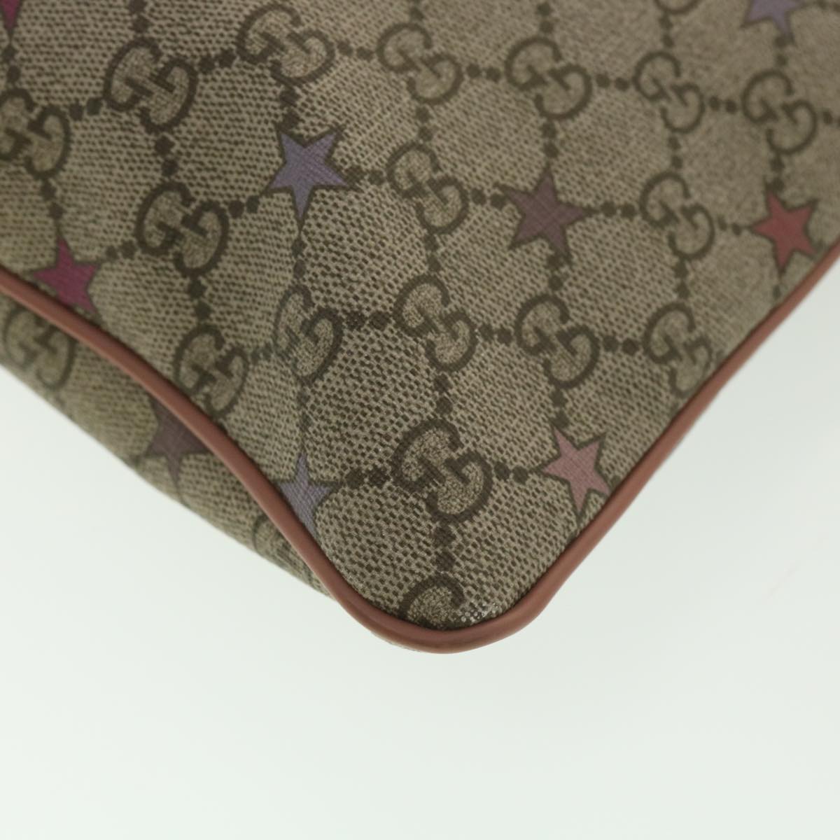 GUCCI GG Canvas Star Shoulder Bag PVC Leather Beige Pink 295257 tb525