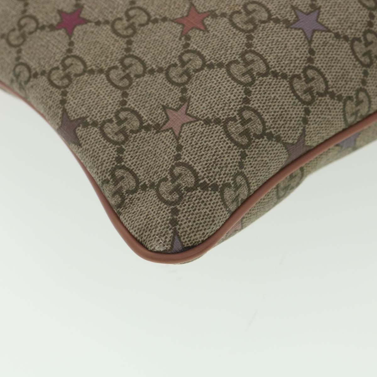 GUCCI GG Canvas Star Shoulder Bag PVC Leather Beige Pink 295257 tb525
