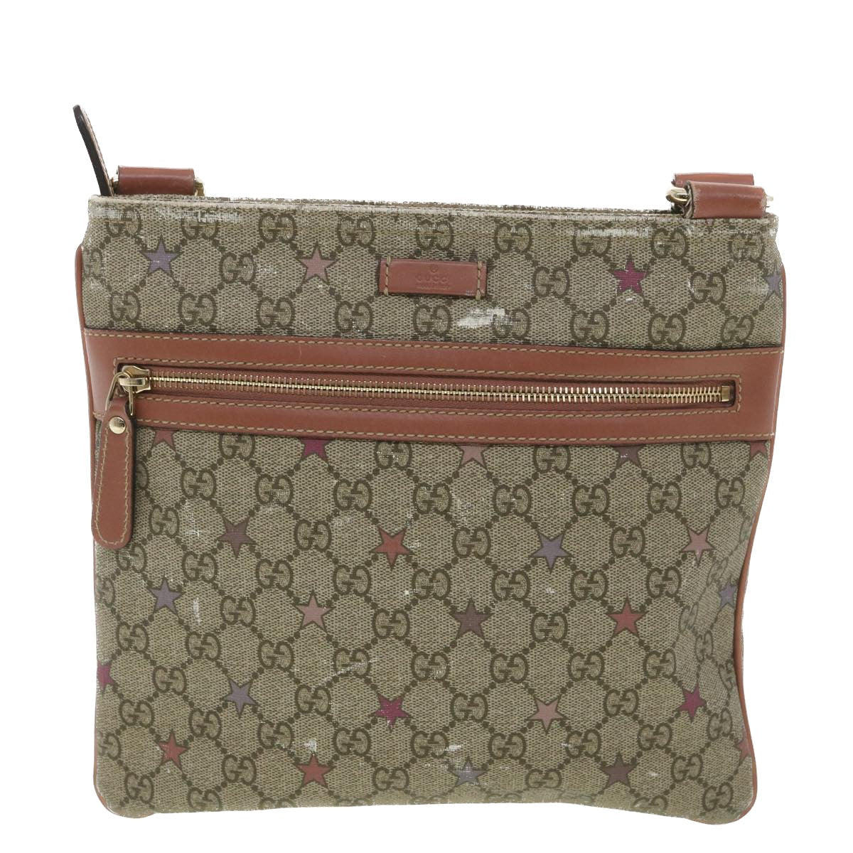 GUCCI GG Canvas Star Shoulder Bag PVC Leather Beige Pink 295257 tb525