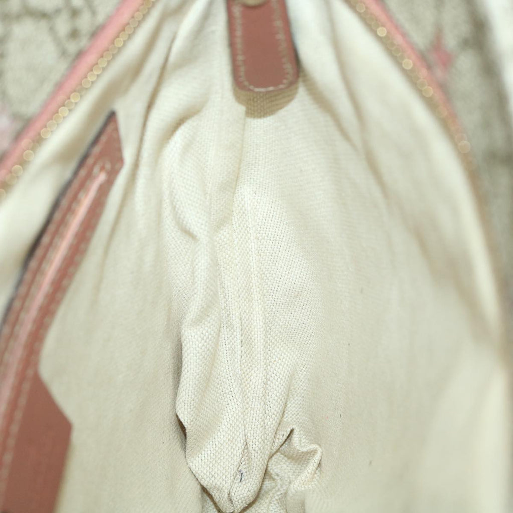 GUCCI GG Canvas Star Shoulder Bag PVC Leather Beige Pink 295257 tb525