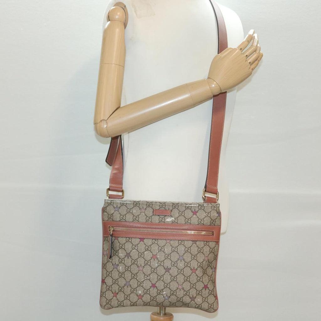 GUCCI GG Canvas Star Shoulder Bag PVC Leather Beige Pink 295257 tb525