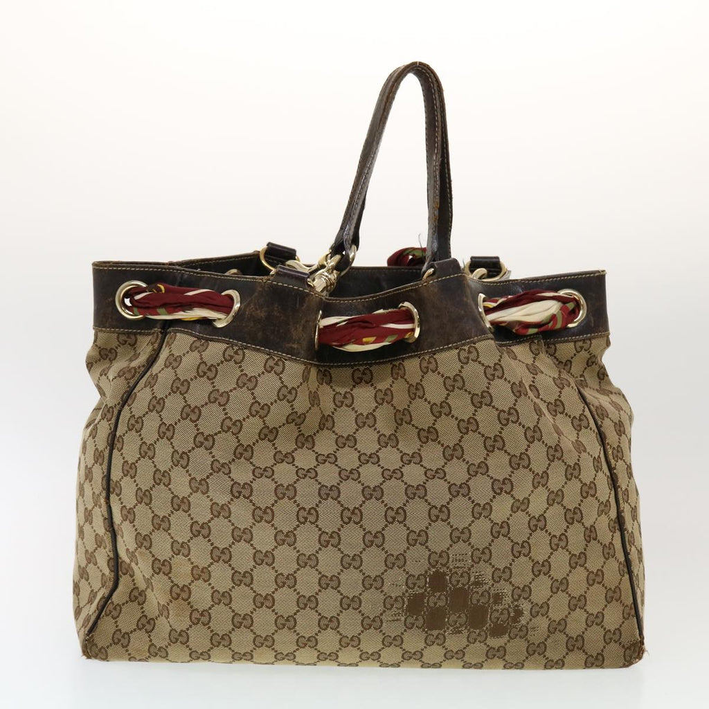 GUCCI GG Canvas Shoulder Bag PVC Leather 3Set Beige tb650