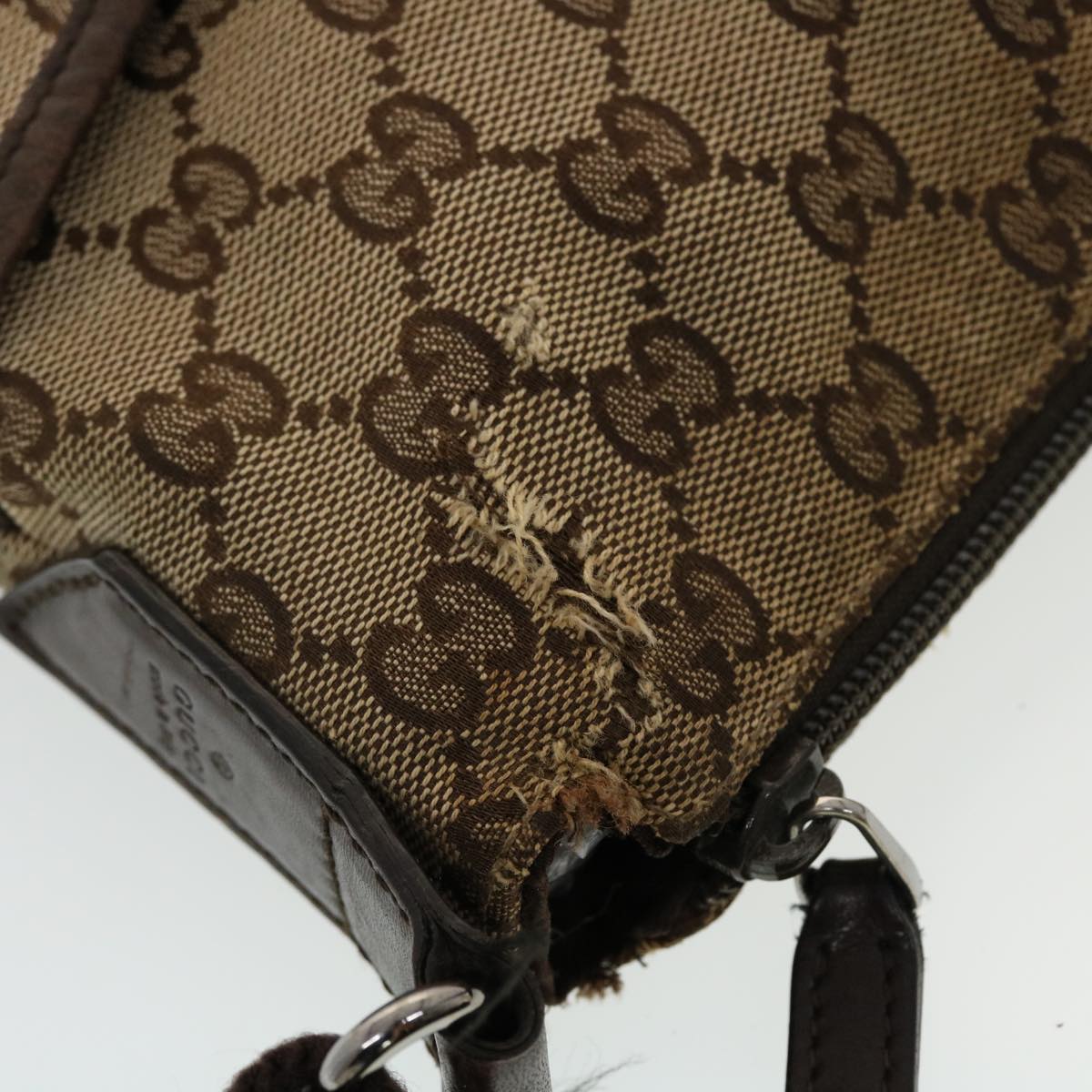 GUCCI GG Canvas Shoulder Bag PVC Leather 3Set Beige tb650
