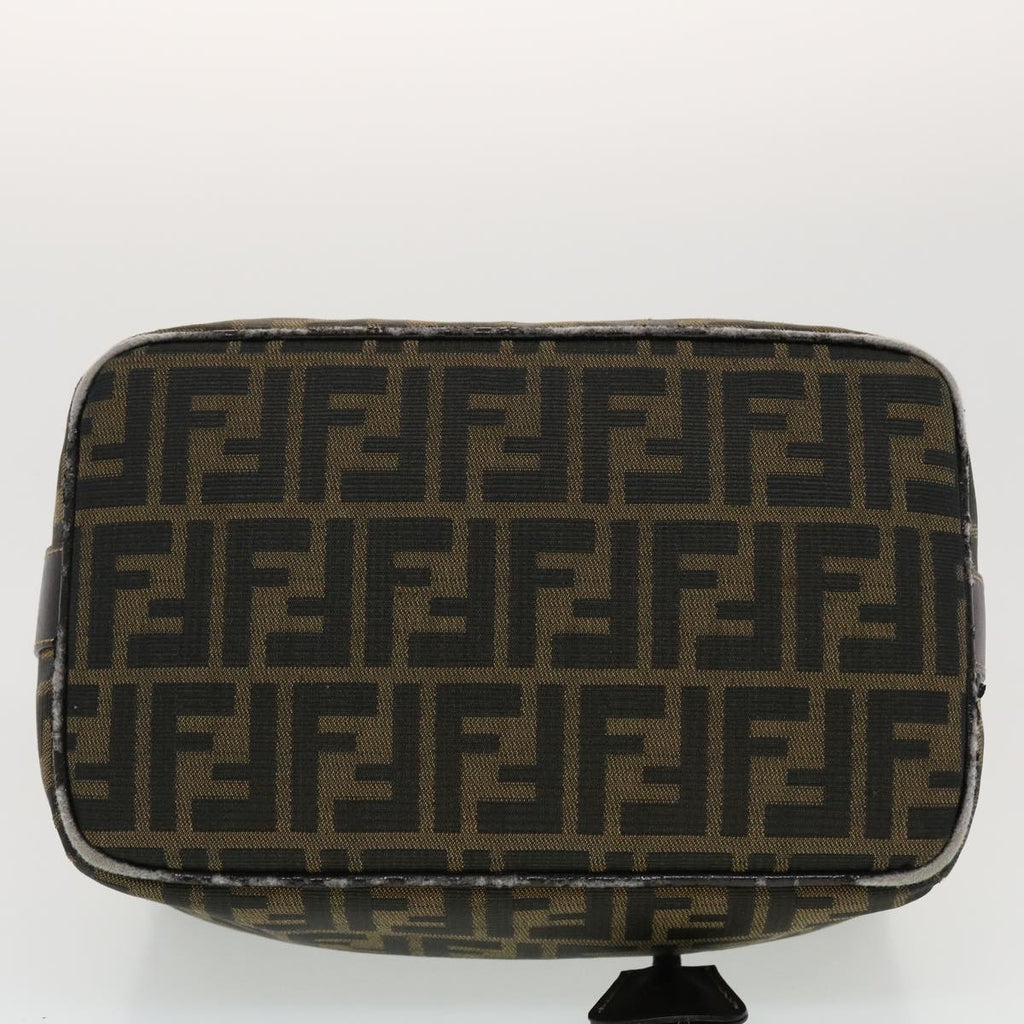 FENDI Zucca Canvas Vanity Pouch Hand Bag Nylon Brown Black tb667