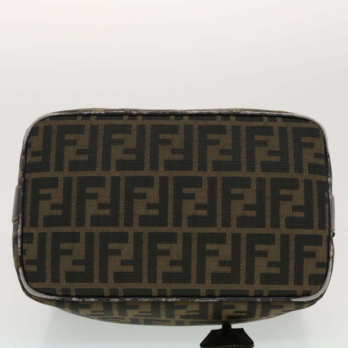FENDI Zucca Canvas Vanity Pouch Hand Bag Nylon Brown Black tb667