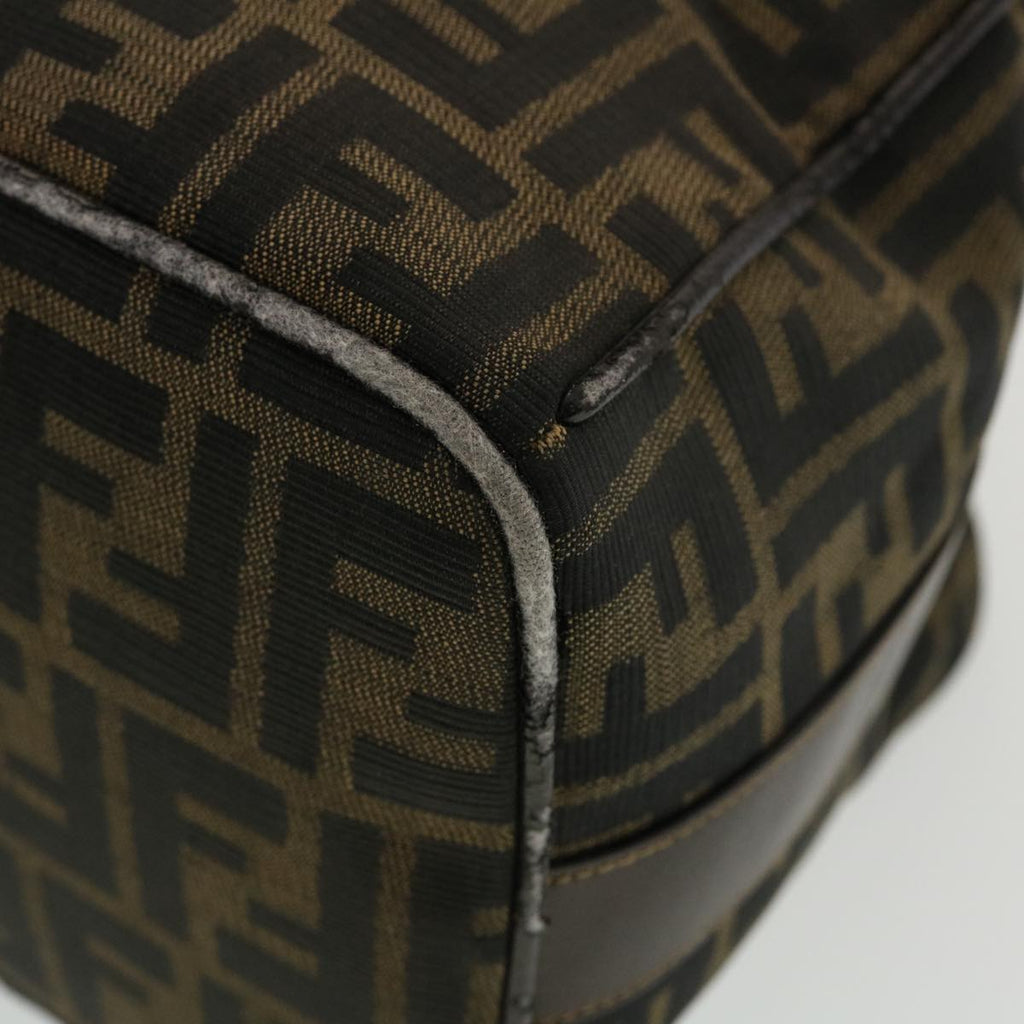 FENDI Zucca Canvas Vanity Pouch Hand Bag Nylon Brown Black tb667