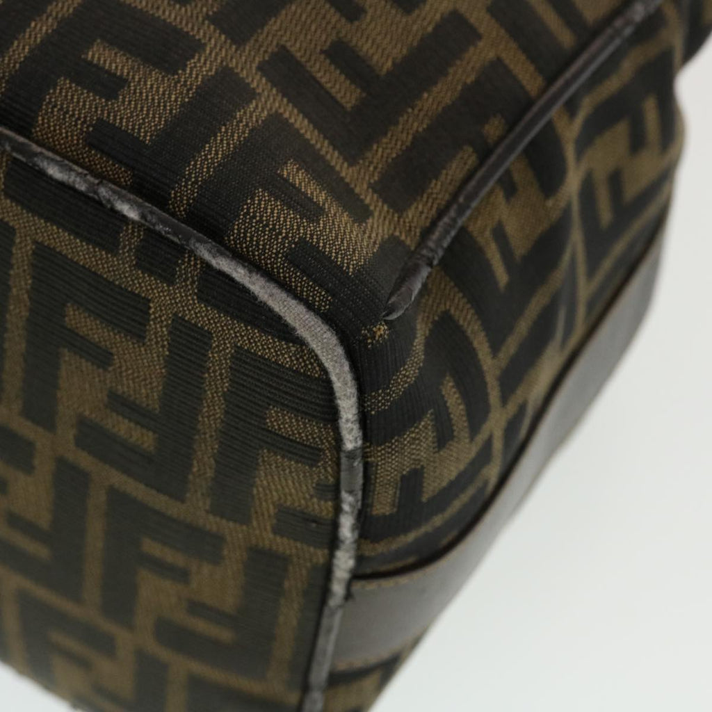 FENDI Zucca Canvas Vanity Pouch Hand Bag Nylon Brown Black tb667