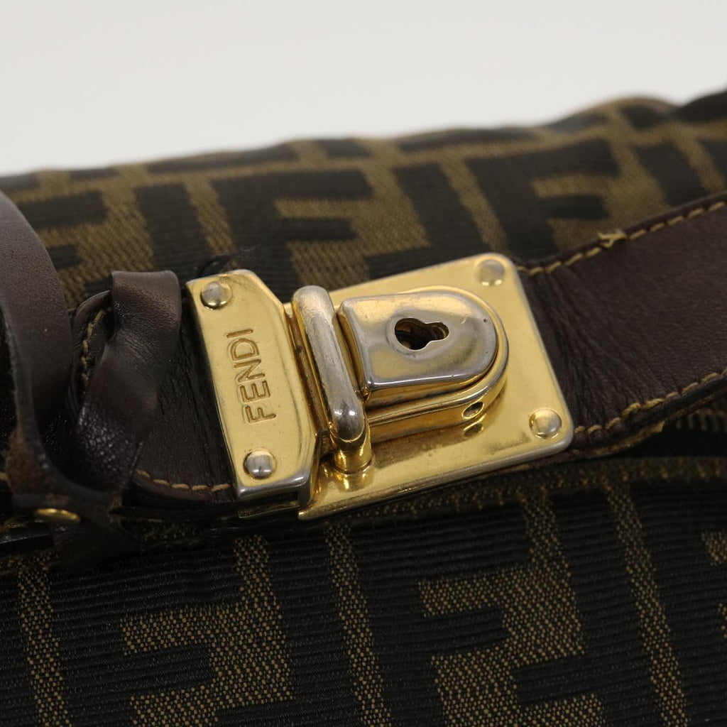 FENDI Zucca Canvas Vanity Pouch Hand Bag Nylon Brown Black tb667
