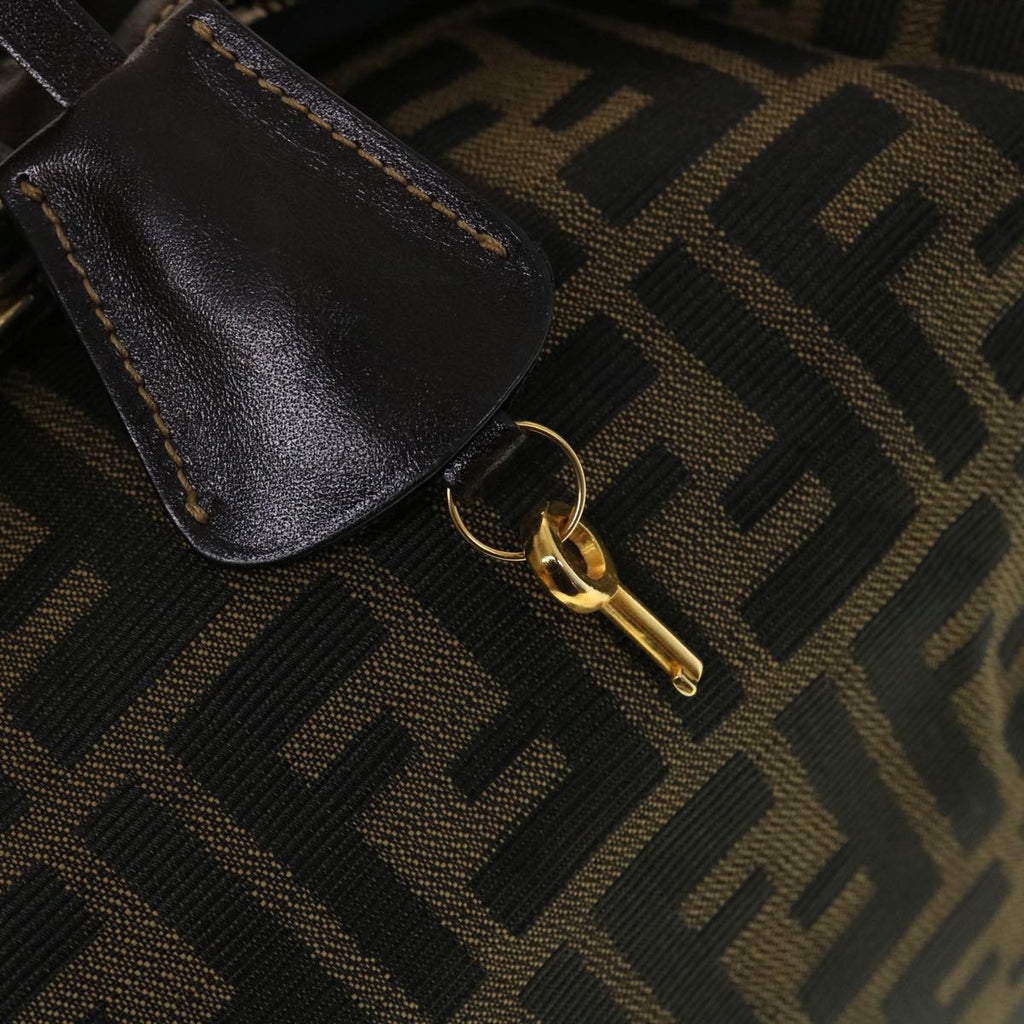 FENDI Zucca Canvas Vanity Pouch Hand Bag Nylon Brown Black tb667