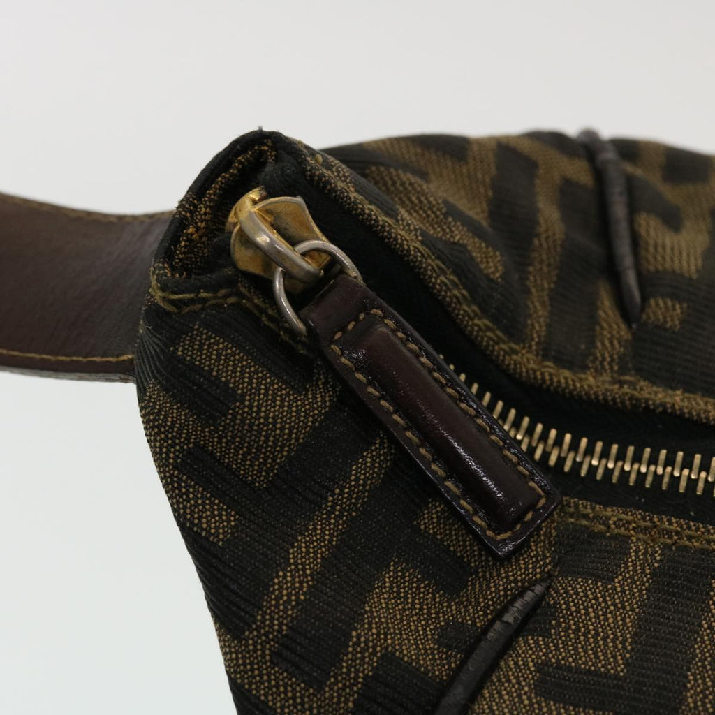FENDI Zucca Canvas Vanity Pouch Hand Bag Nylon Brown Black tb667