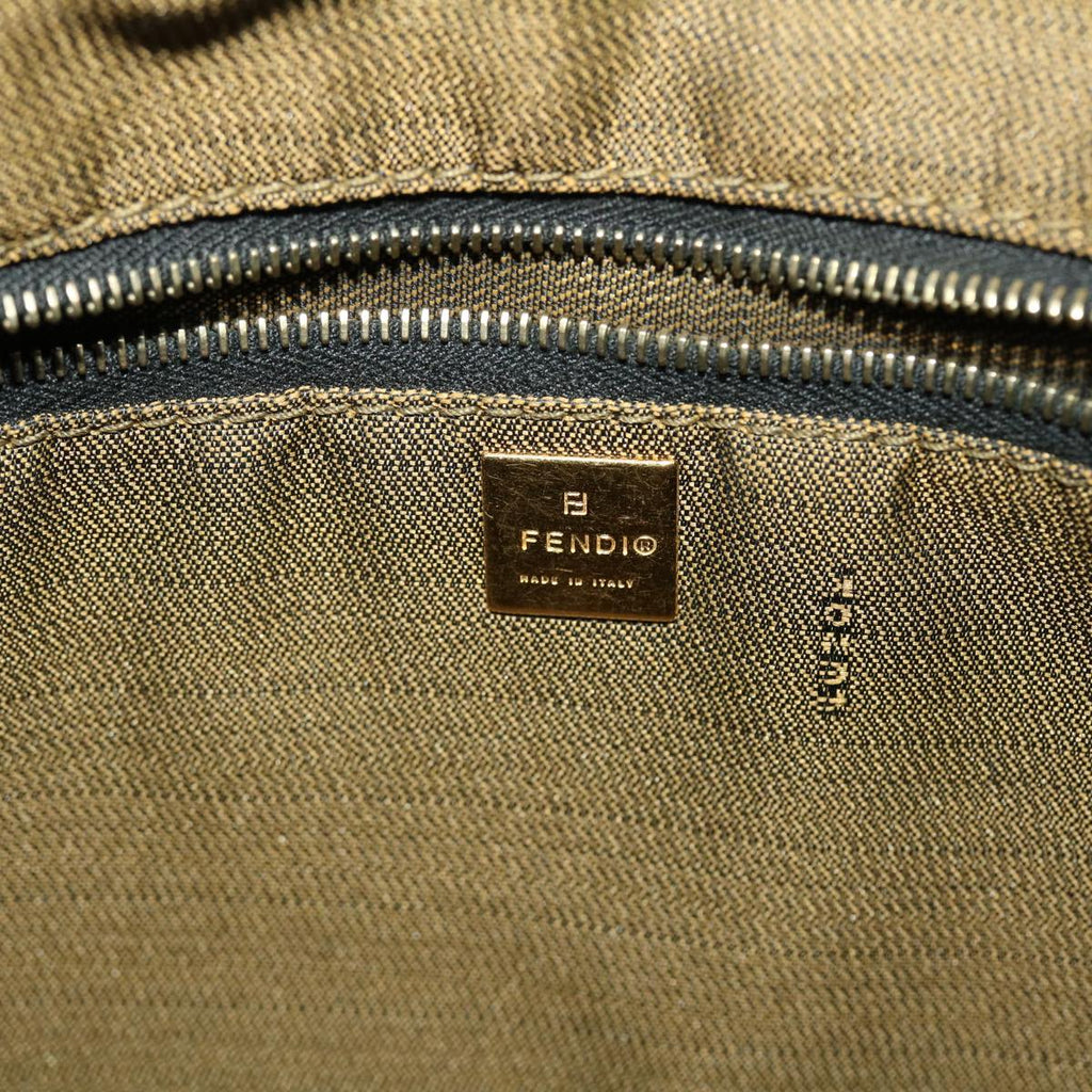 FENDI Zucca Canvas Vanity Pouch Hand Bag Nylon Brown Black tb667