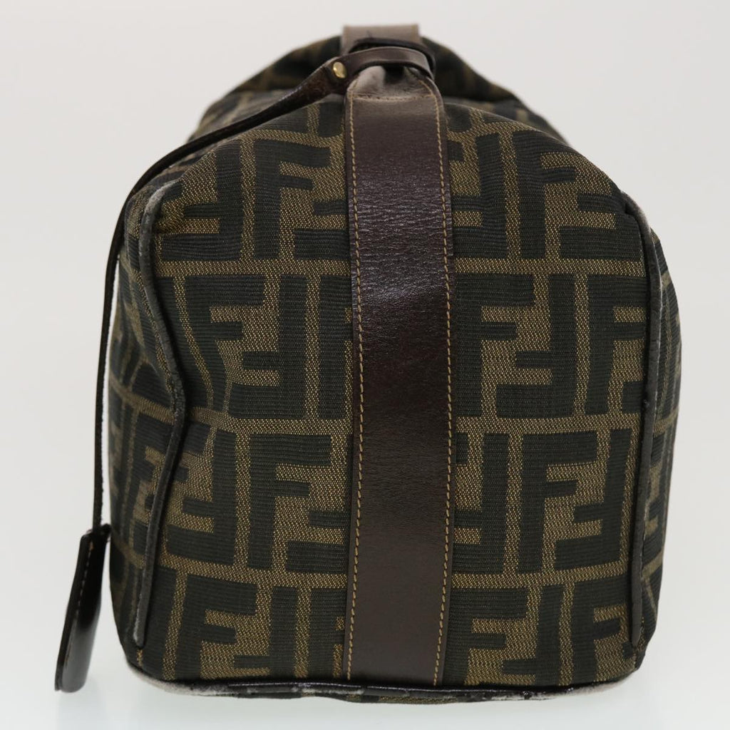 FENDI Zucca Canvas Vanity Pouch Hand Bag Nylon Brown Black tb667
