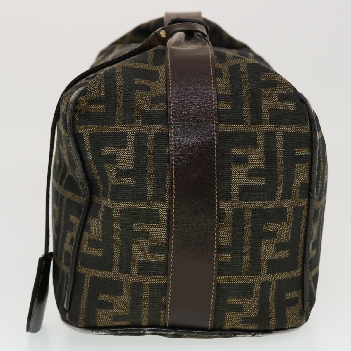FENDI Zucca Canvas Vanity Pouch Hand Bag Nylon Brown Black tb667